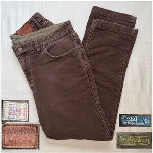 VINTAGE Polo Country Ralph Lauren Moleskin Chino Size 36 Brown Pants Cotton